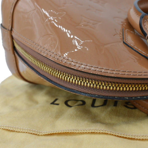 LOUIS VUITTON Alma BB Vernis Leather Satchel Crossbody Bag Tan