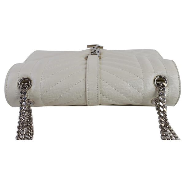 YVES SAINT LAURENT Envelope Medium Chain Leather Shoulder Bag White