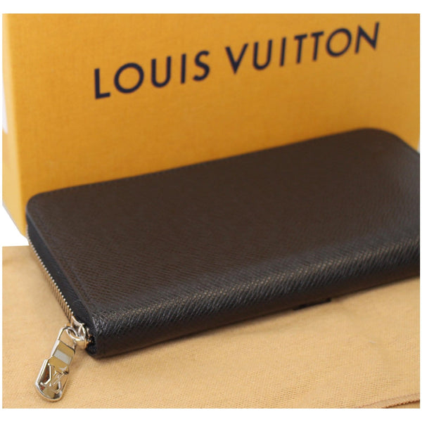Louis Vuitton Zippy Vertical Taiga Long Wallet Black for sale