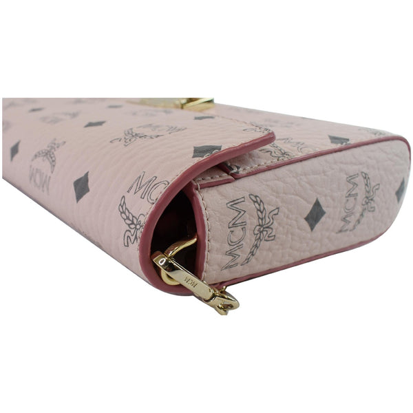 MCM Patricia Visetos Leather Crossbody Wallet Powder Pink