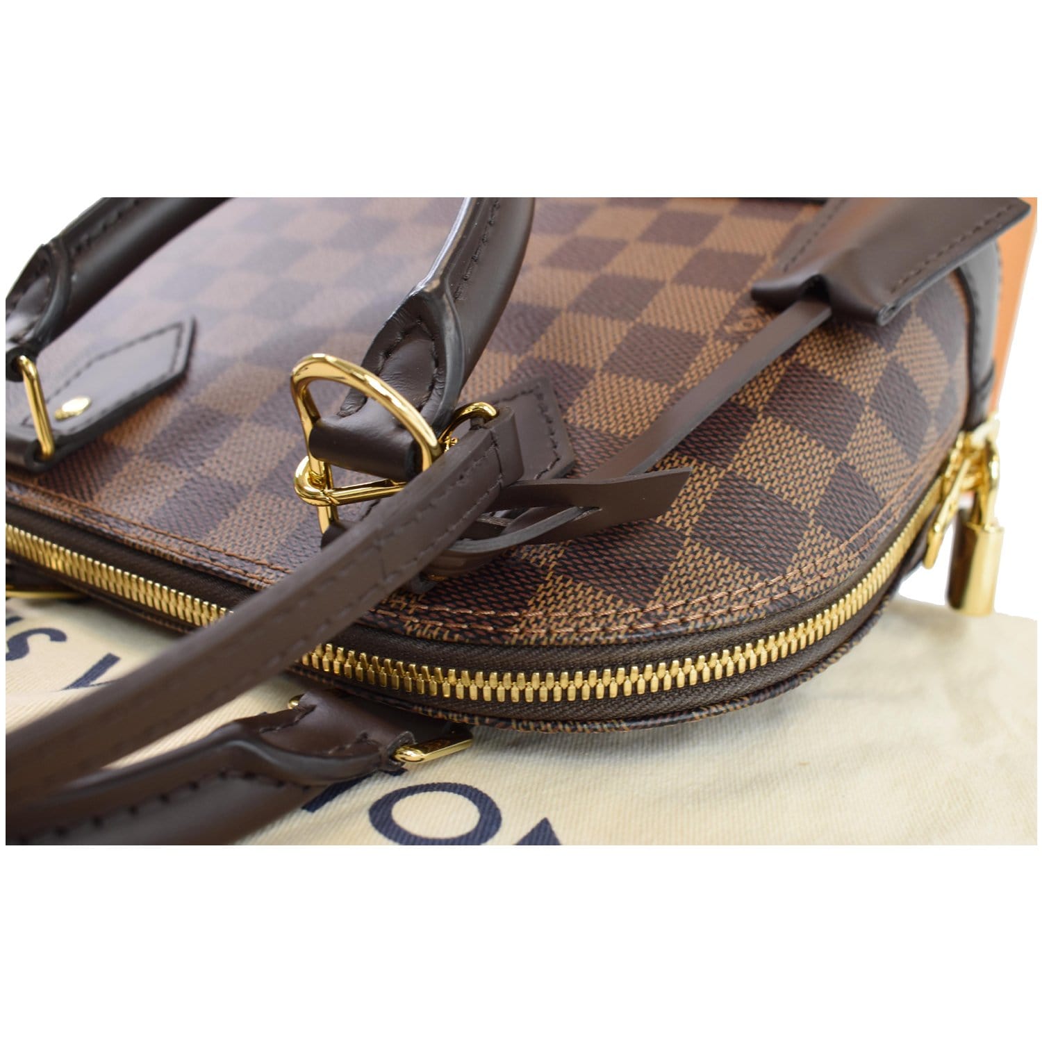 Louis Vuitton Alma Damier Ebene Shoulder Bag BB Brown Canvas. 100% Authentic