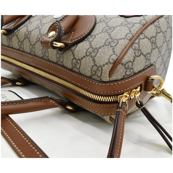 GUCCI Blind for Love Embroidered GG Supreme Canvas Boston Bag Maple Brown 409529