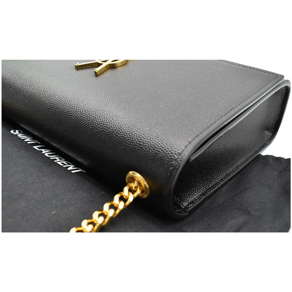 YVES SAINT LAURENT Kate Leather Gold Chain Clutch Crossbody Bag Black