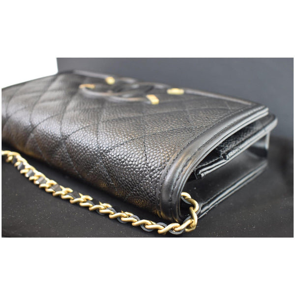 Gucci CC Filigree WOC Wallet On Chain Caviar Bag Black color