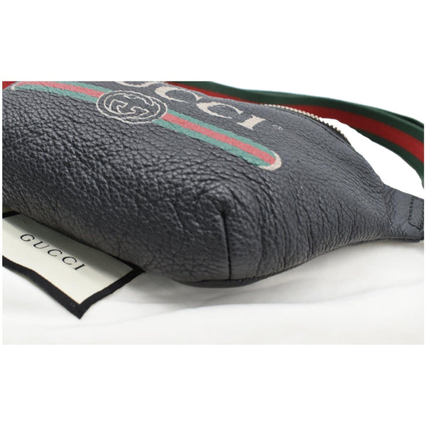 Gucci Print Small Leather Belt Waist Bum Bag - Black