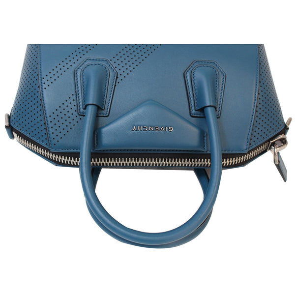 GIVENCHY Small Antigona Perforated Leather Satchel Bag Ocean Blue