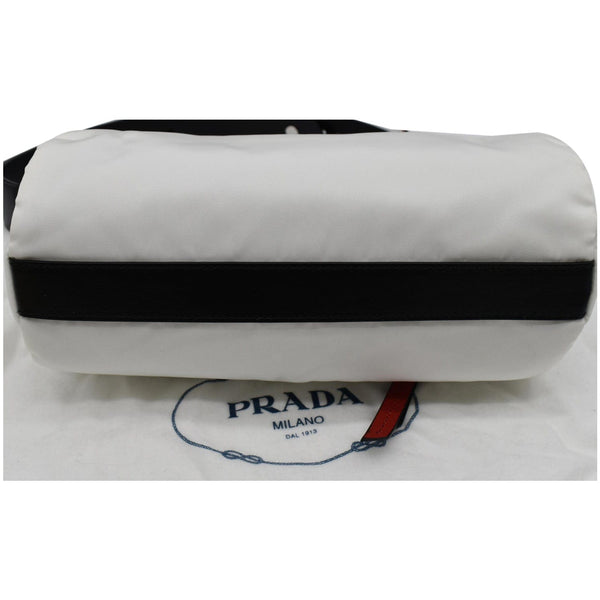 Prada New Vela Cylindrical Nylon Shoulder Bag White