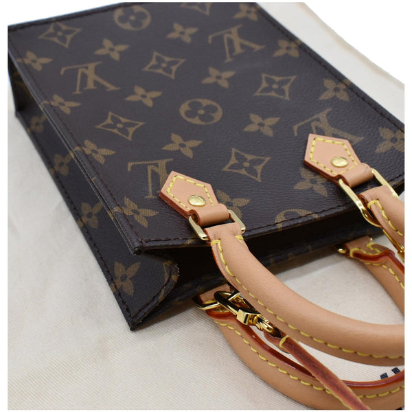 LOUIS VUITTON Petit Sac Plat Monogram Canvas Shoulder Bag Brown