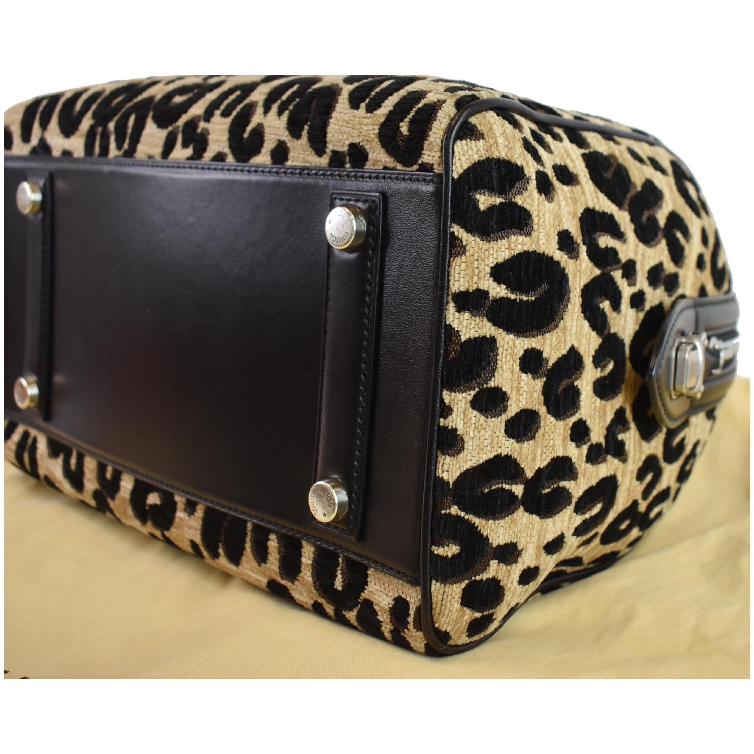LOUIS VUITTON Jacquard Velvet Leopard Print Stephen Sprouse North South Bag  Black 949285