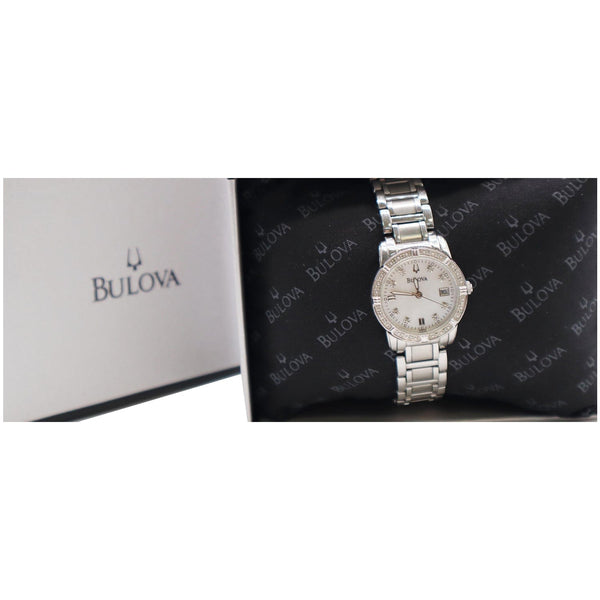 Bulova Diamond Quartz Stainless Steel Date Watch