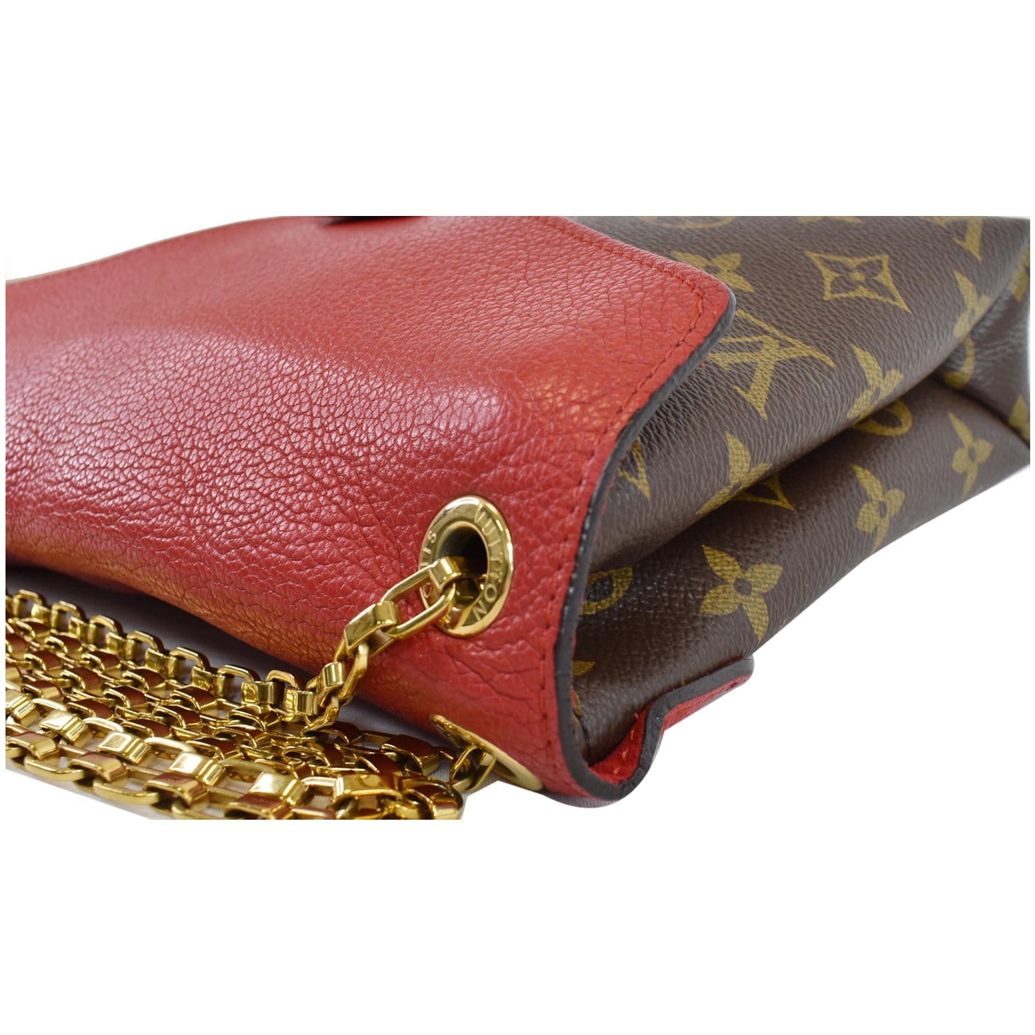 Aurore Leather and Ebene Monogram Coated Canvas Pallas Chain Bag Gold  Hardware, 2014