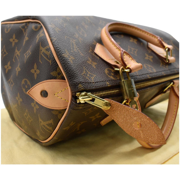 LOUIS VUITTON Speedy 30 Monogram Canvas Satchel Bag Brown