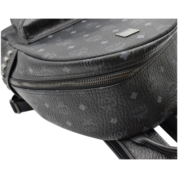 MCM Stark Side Stud Visetos Canvas Backpack Bag Black