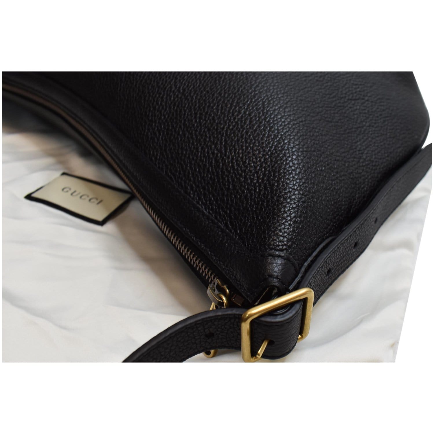 Gucci Half Moon Logo Calfskin Leather Hobo Shoulder Bag