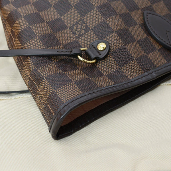 LOUIS VUITTON Neverfull MM Damier Ebene Tote Bag Rose Ballerine