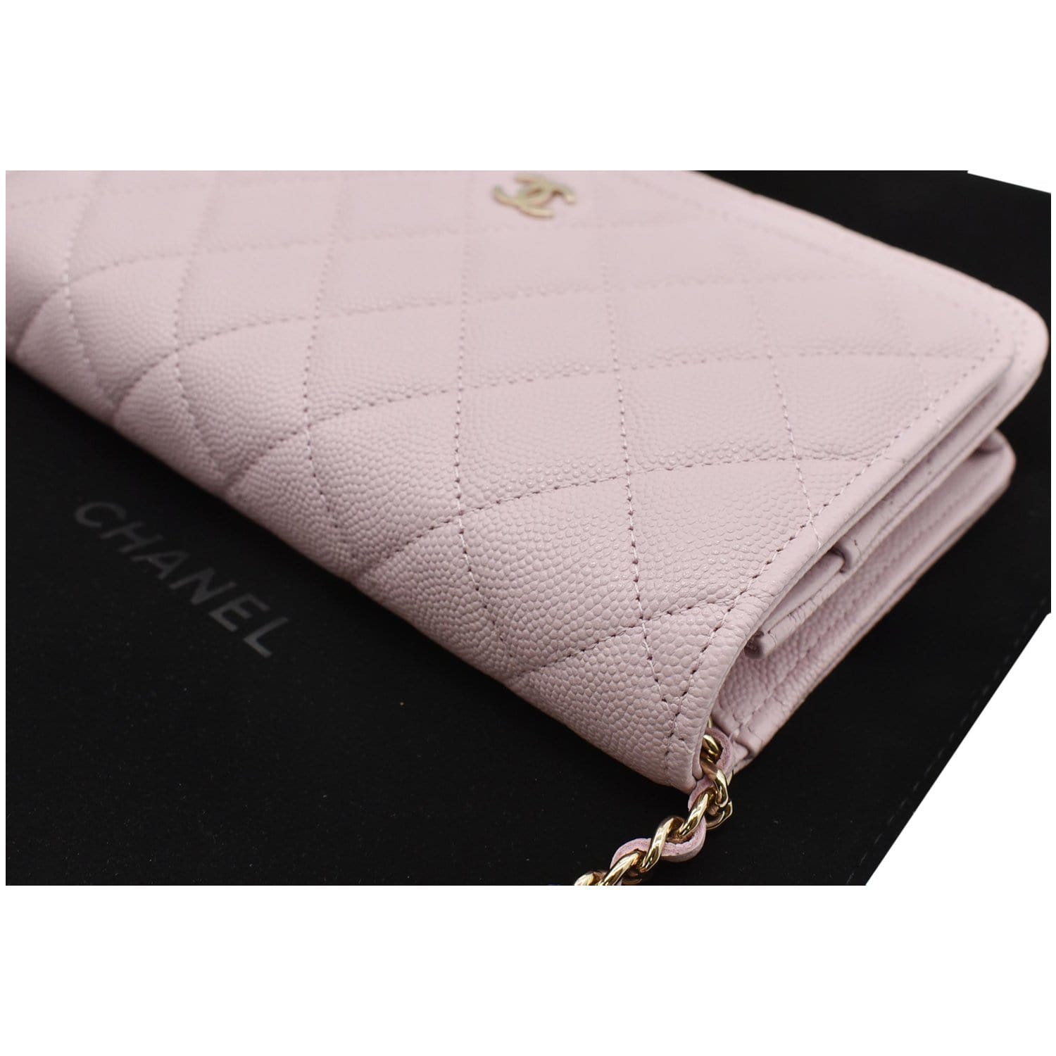 CHANEL CC WOC Caviar Leather Wallet On Chain Shoulder Bag Light Pink