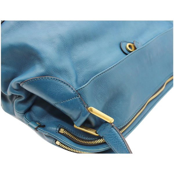 CHLOE Cary Zipped Leather Tote Bag Blue