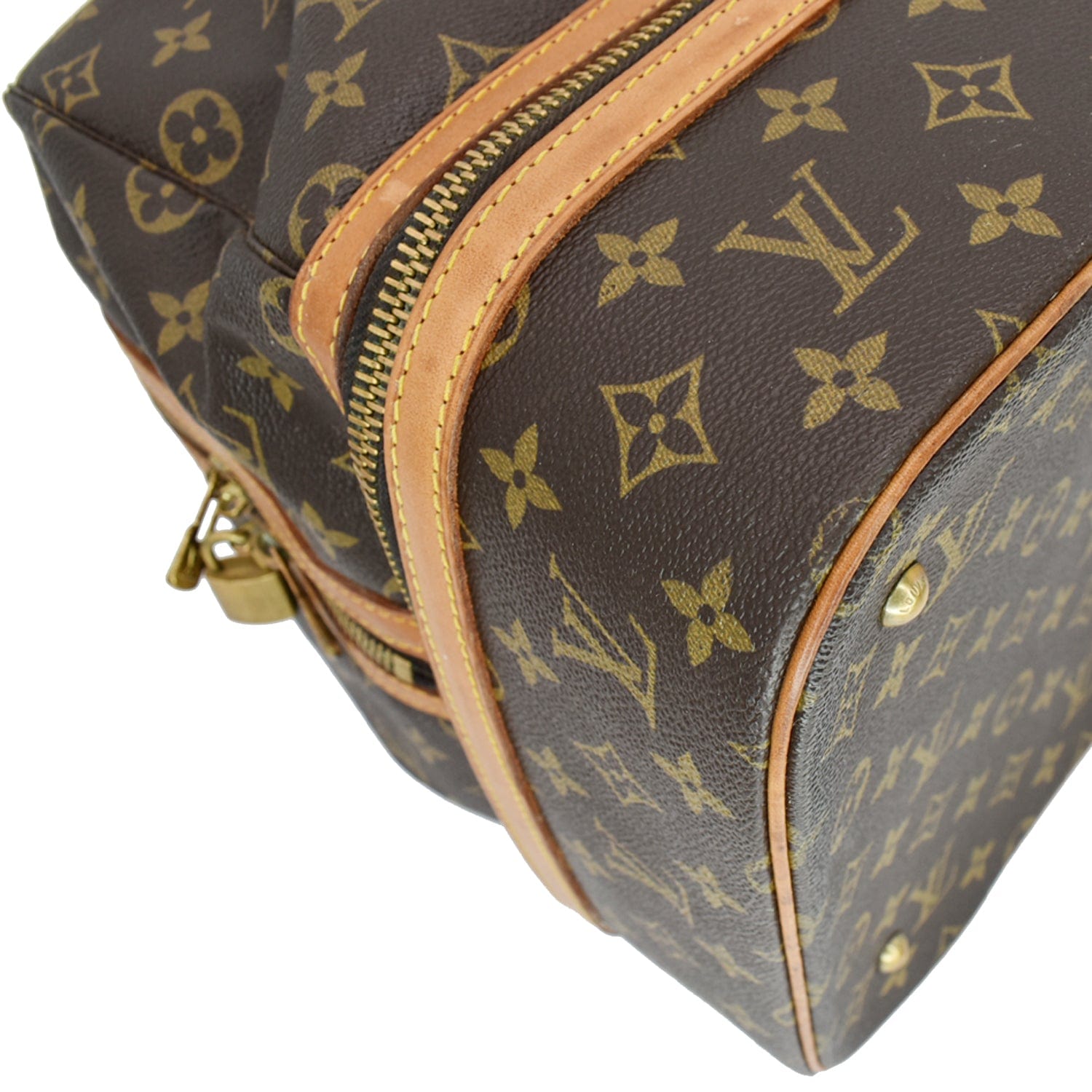 LOUIS VUITTON Vintage Sac Sport Monogram Canvas Boston Travel Bag Brow