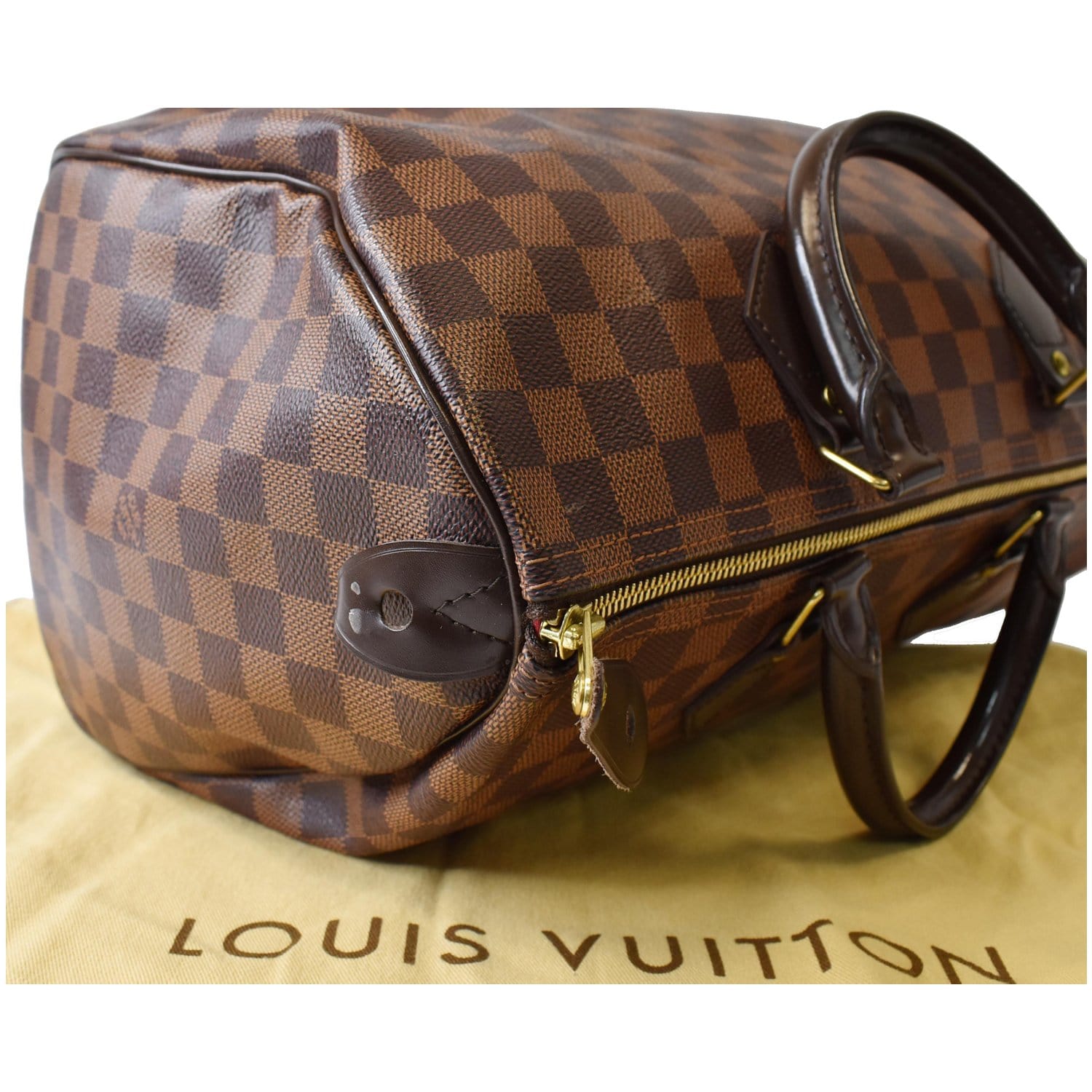 Louis Vuitton Speedy 35 Damier Ebene Satchel Bag Brown
