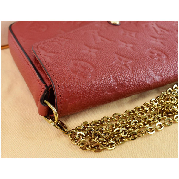 LOUIS VUITTON Pochette Felicie Empreinte Leather Crossbody Bag Red