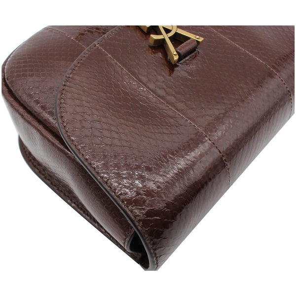 YVES SAINT LAURENT Kaia Small Snakeskin Embossed Leather Crossbody Bag Brown - Final Sale