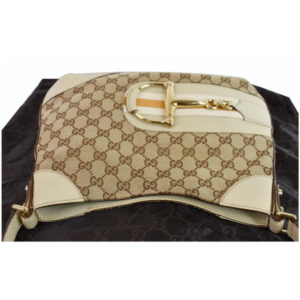 Gucci Hasler Horsebit GG Canvas Leather Hobo Bag side preview