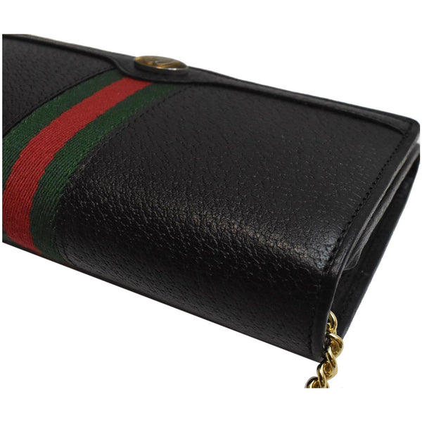 GUCCI Ophidia GG Web Leather Wallet On Chain Bag Black 546592
