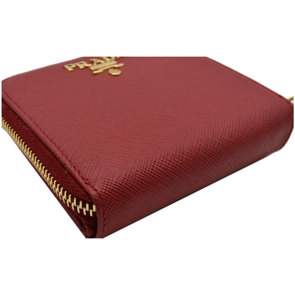 PRADA Small Saffiano Leather Zip Around Wallet Red- Hot Deals