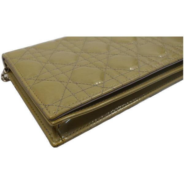 Christian Dior Quilted Patent Leather Clutch Bag Bronze