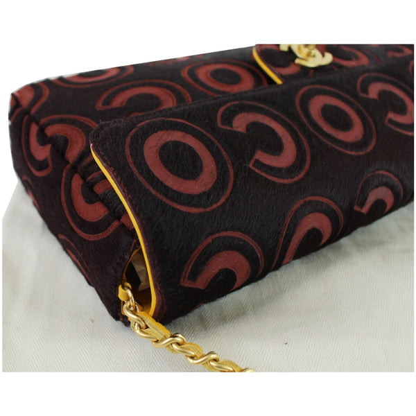 CHANEL Coco Pony Hair Leather Shoulder Bag Burgundy