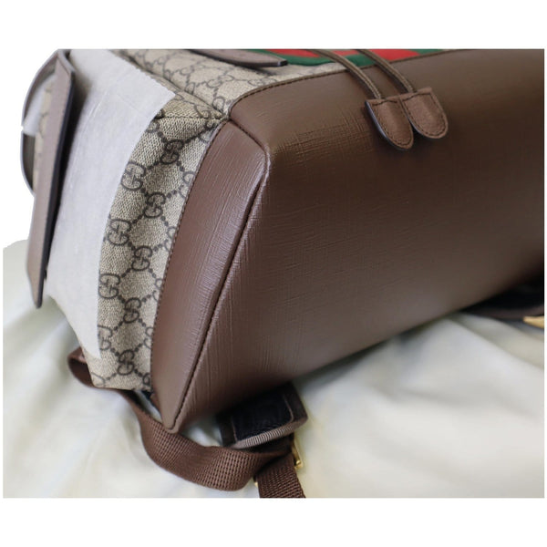 Gucci Ophidia GG Medium Supreme Canvas Backpack Bag - brown bottom corner