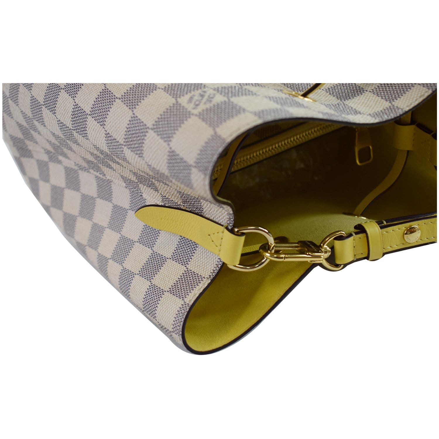 LOUIS VUITTON Saintonge Damier Azur Pineapple Yellow Leather Tassel  Shoulder Bag