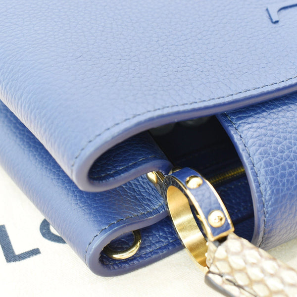 LOUIS VUITTON Capucines MM Taurillon Python Leather Satchel Bag Blue
