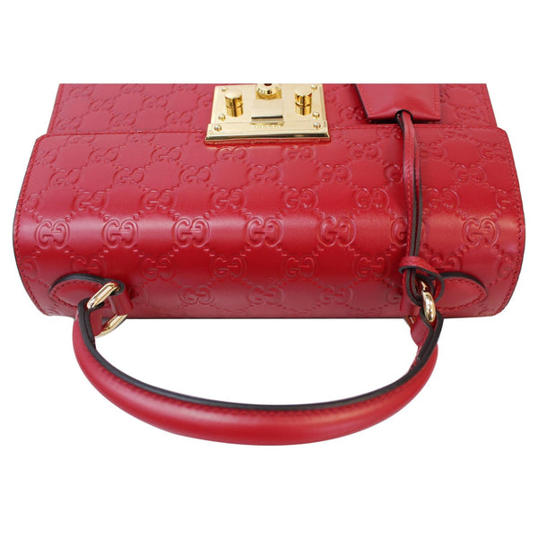 GUCCI Padlock Small Signature Top Handle Crossbody Bag Red 453188