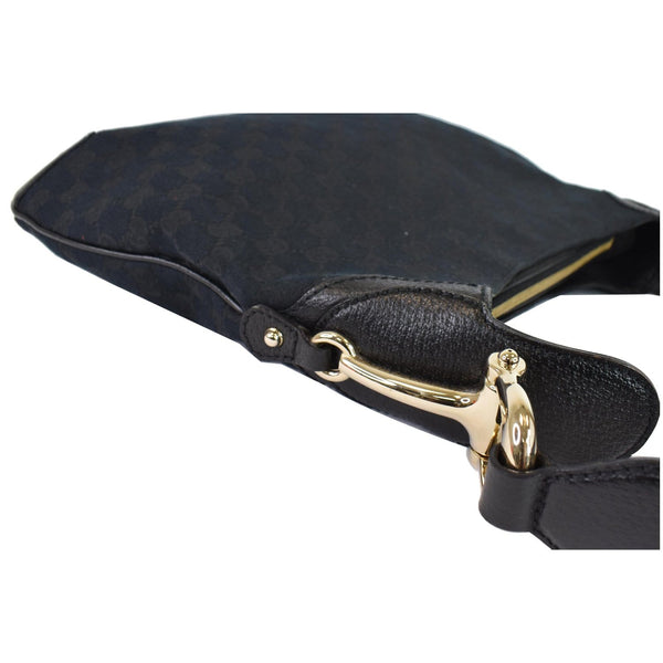 GUCCI Creole Monogram Leather Hobo Bag Black 145826