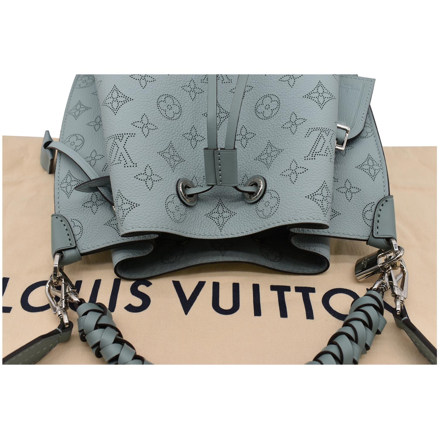 Louis Vuitton Light Grey Perforated Monogram Mahina Muria Silver