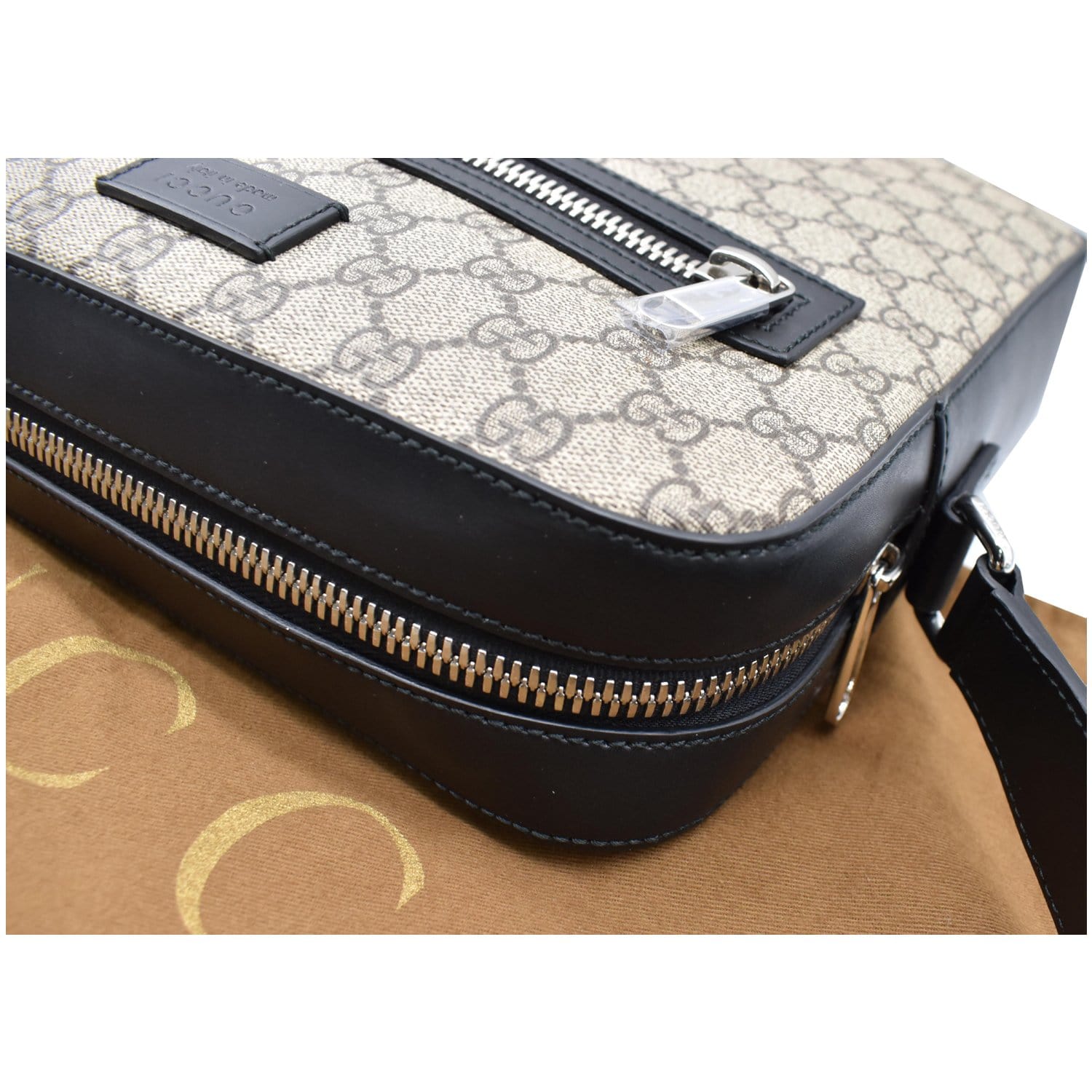 Gucci Flat Messenger Bengal GG Supreme Medium Beige/Ebony in Canvas/Leather  with Gold-tone - US