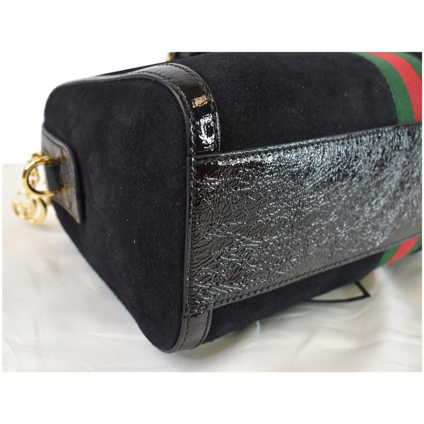 GUCCI Ophidia GG Suede Web Top Handle Shoulder Bag Black 524532