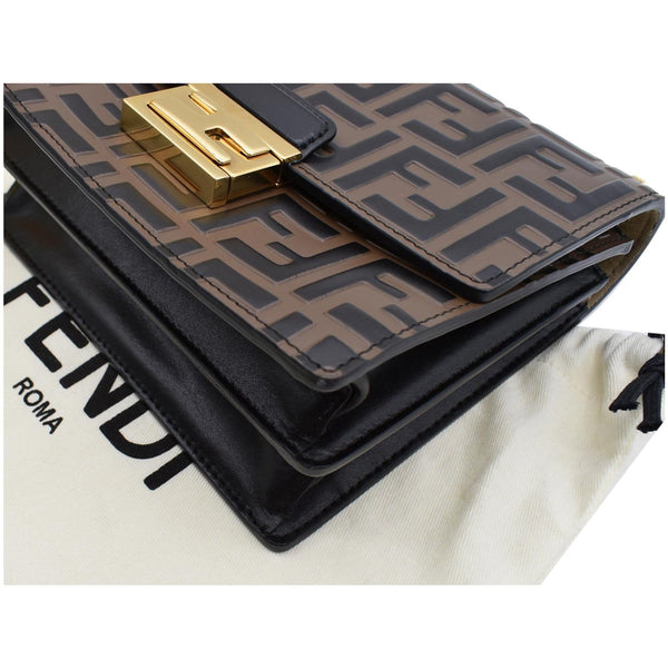 FENDI Kan U Small Embossed Leather Crossbody Bag Brown
