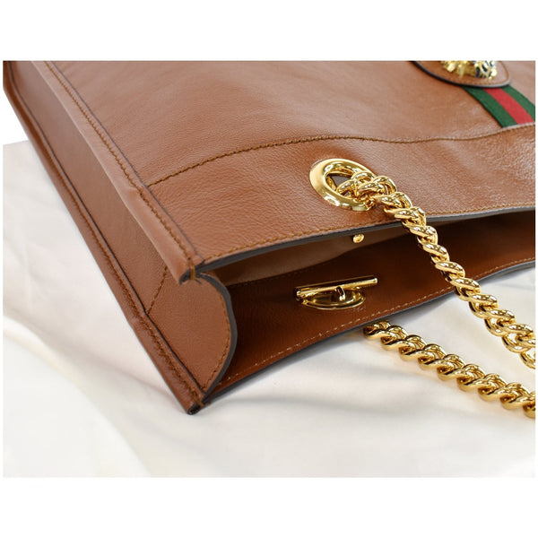 Gucci Rajah Large Leather Tote Shoulder Bag corner