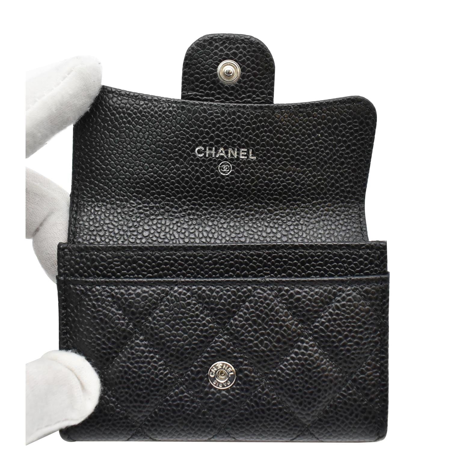 CHANEL Caviar Quilted CC Zip Card Holder Black 1141480