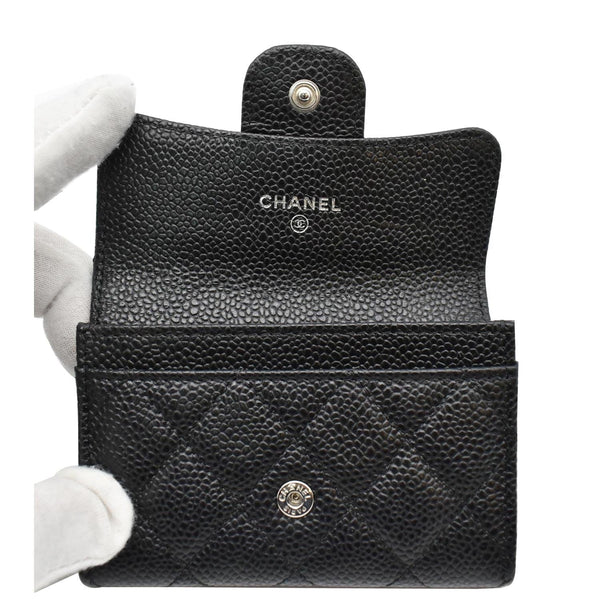 CHANEL CC Classic Small Flap Caviar Leather Card holder Black
