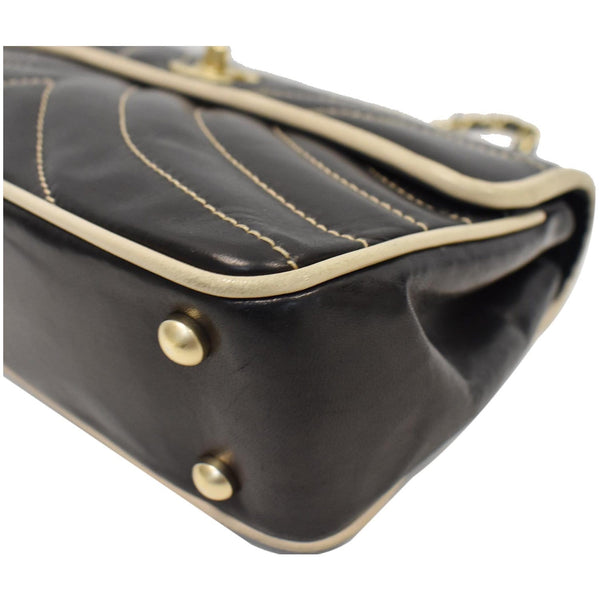 CHANEL Chevron Contrast Quilted Lambskin Flap Shoulder Bag Black