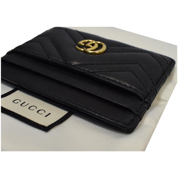 GUCCI GG Marmont Leather Card Case Black 443127