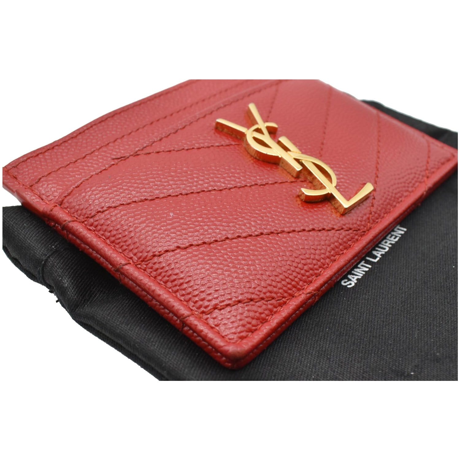 YVES SAINT LAURENT passport case Red leather Rare Monogram from japan used