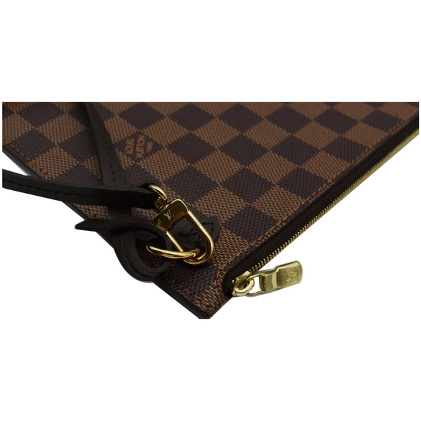 LOUIS VUITTON Neverfull MM Damier Ebene Pochette Wristlet Pouch Brown