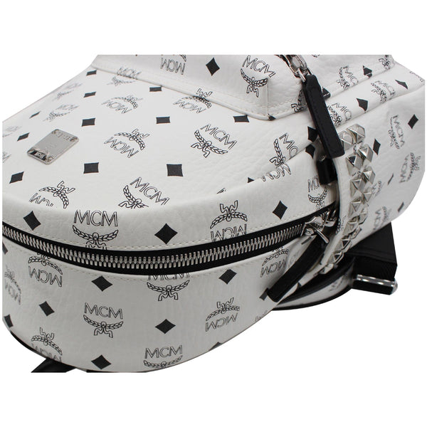 MCM Stark Visetos Coated Canvas Backpack Bag White