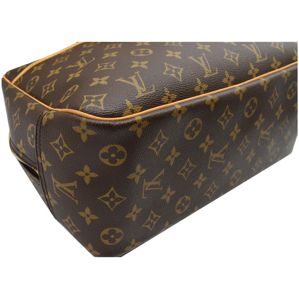 LOUIS VUITTON Deauville Boston Monogram Canvas Satchel Bag Brown