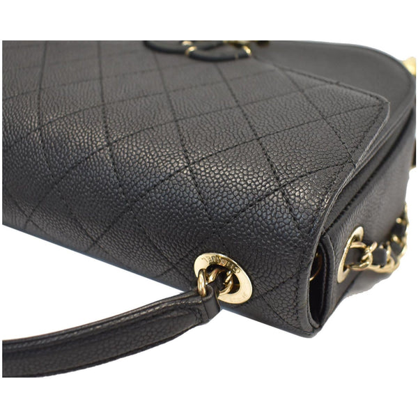 CHANEL Coco Cuba Quilted Grained Calfskin Leather Top Handle Bag Black
