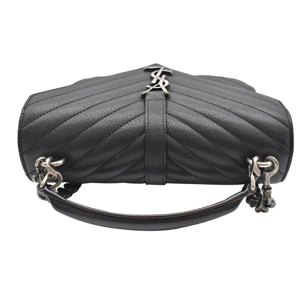 YVES SAINT LAURENT College Medium Monogram Chevron Leather Crossbody Bag Black